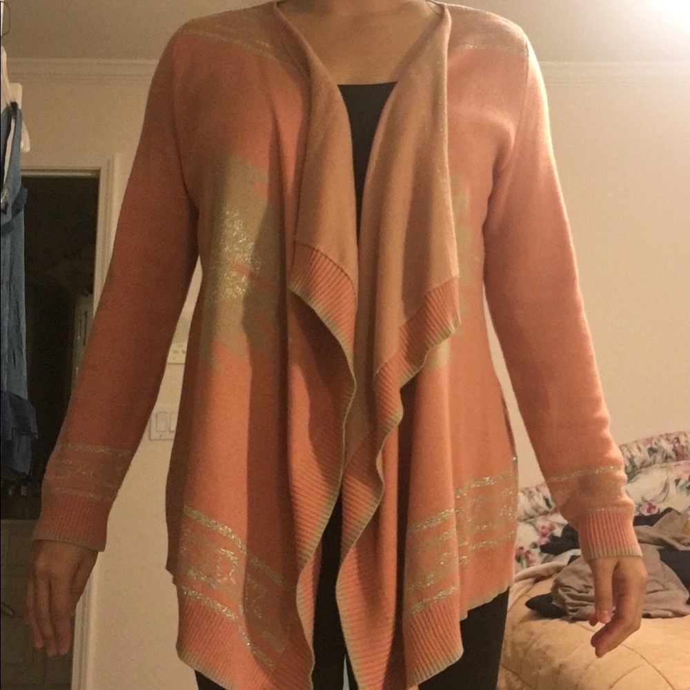 Coral and Gold Cardigan